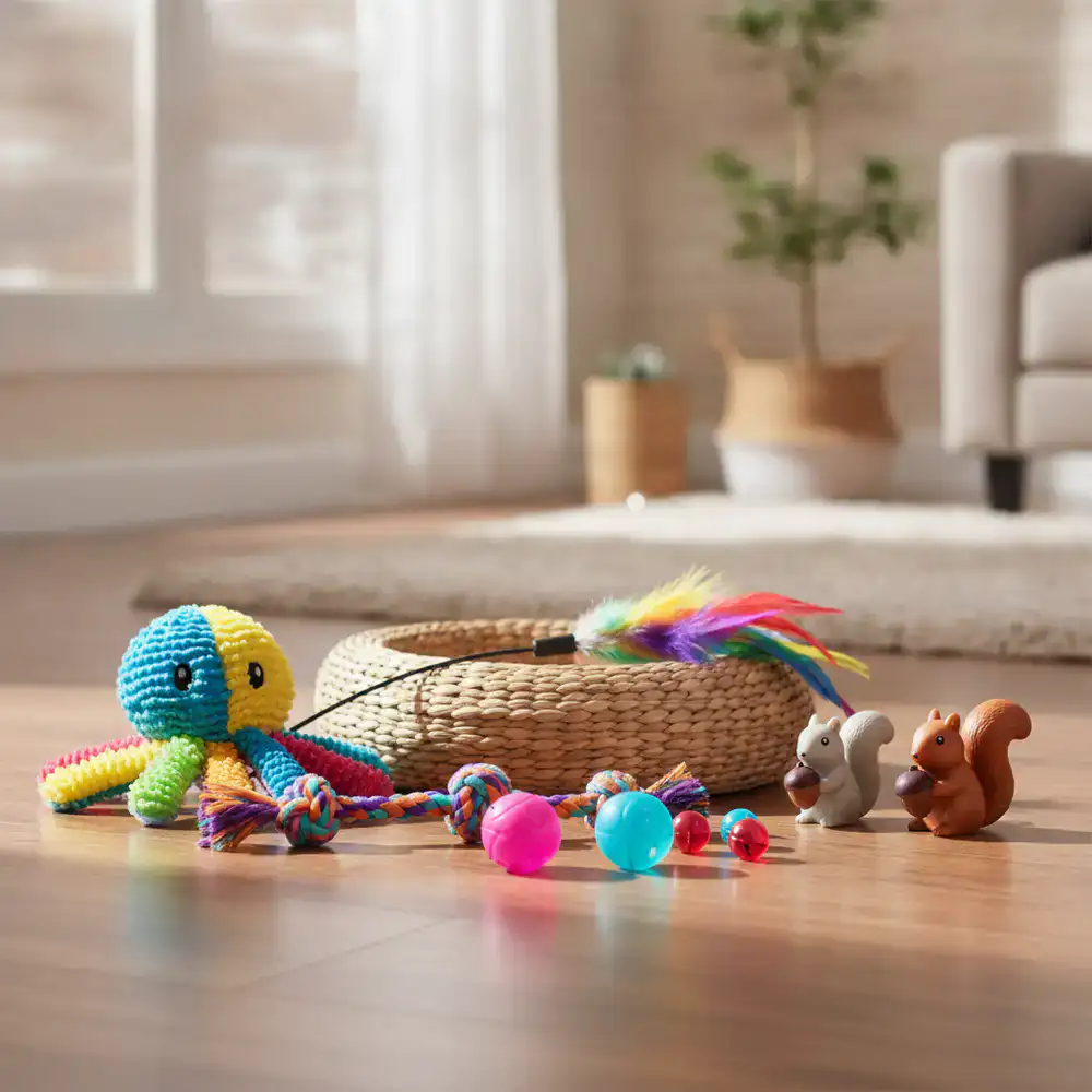 Colorful engaging pet toys
